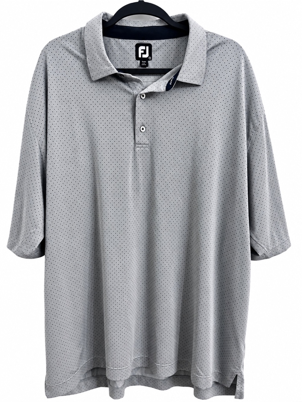 FootJoy FJ Men’s Gray Polka Micro Dot Golf Polo Shirt Performance Stretch 3XL